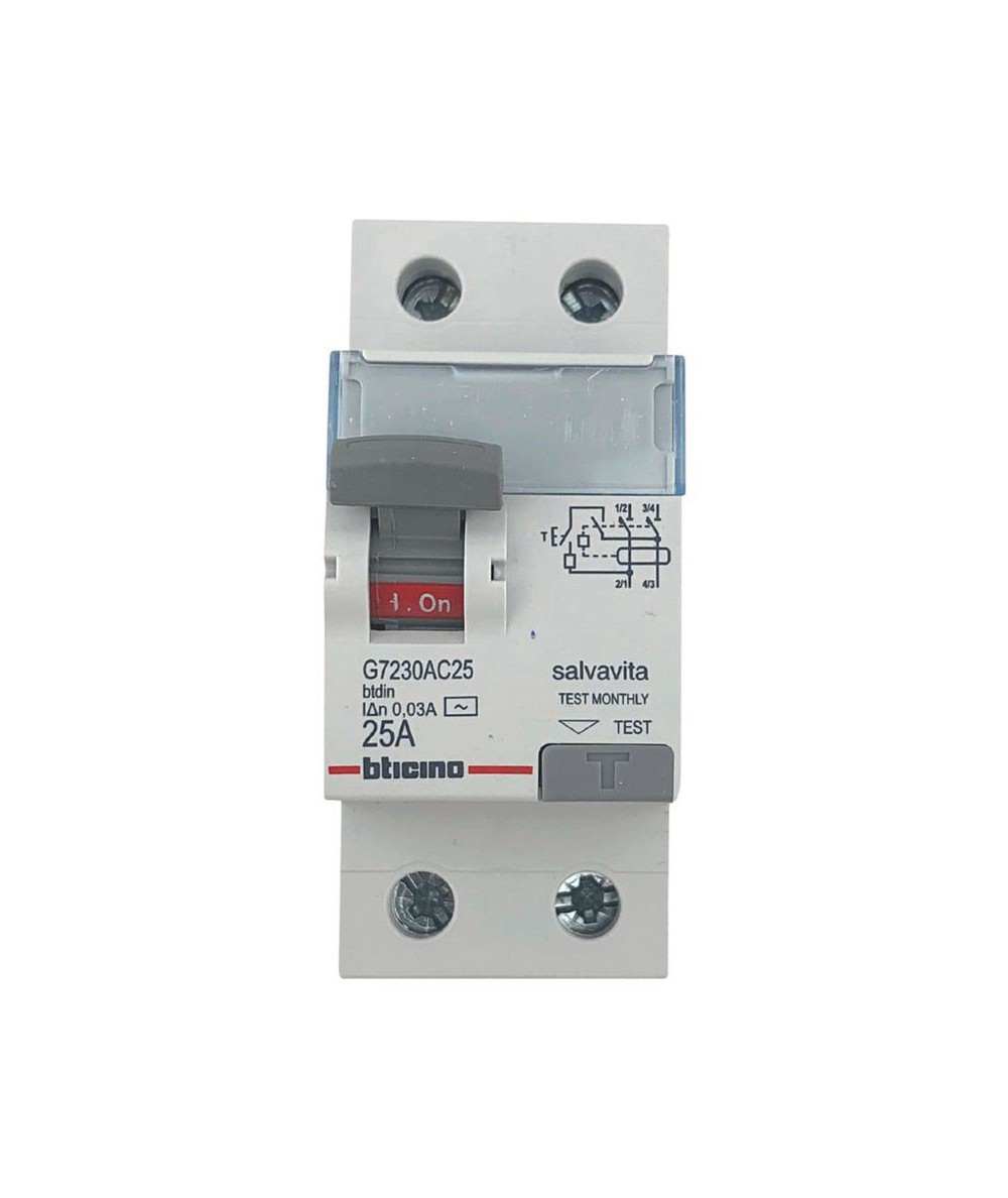 Interruptor Diferencial 2x25A 230VAC 30MA G7230AC25 BTICINO SALVAVITA
